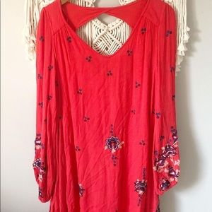 Free People Floral Embroidered Tunic Dress